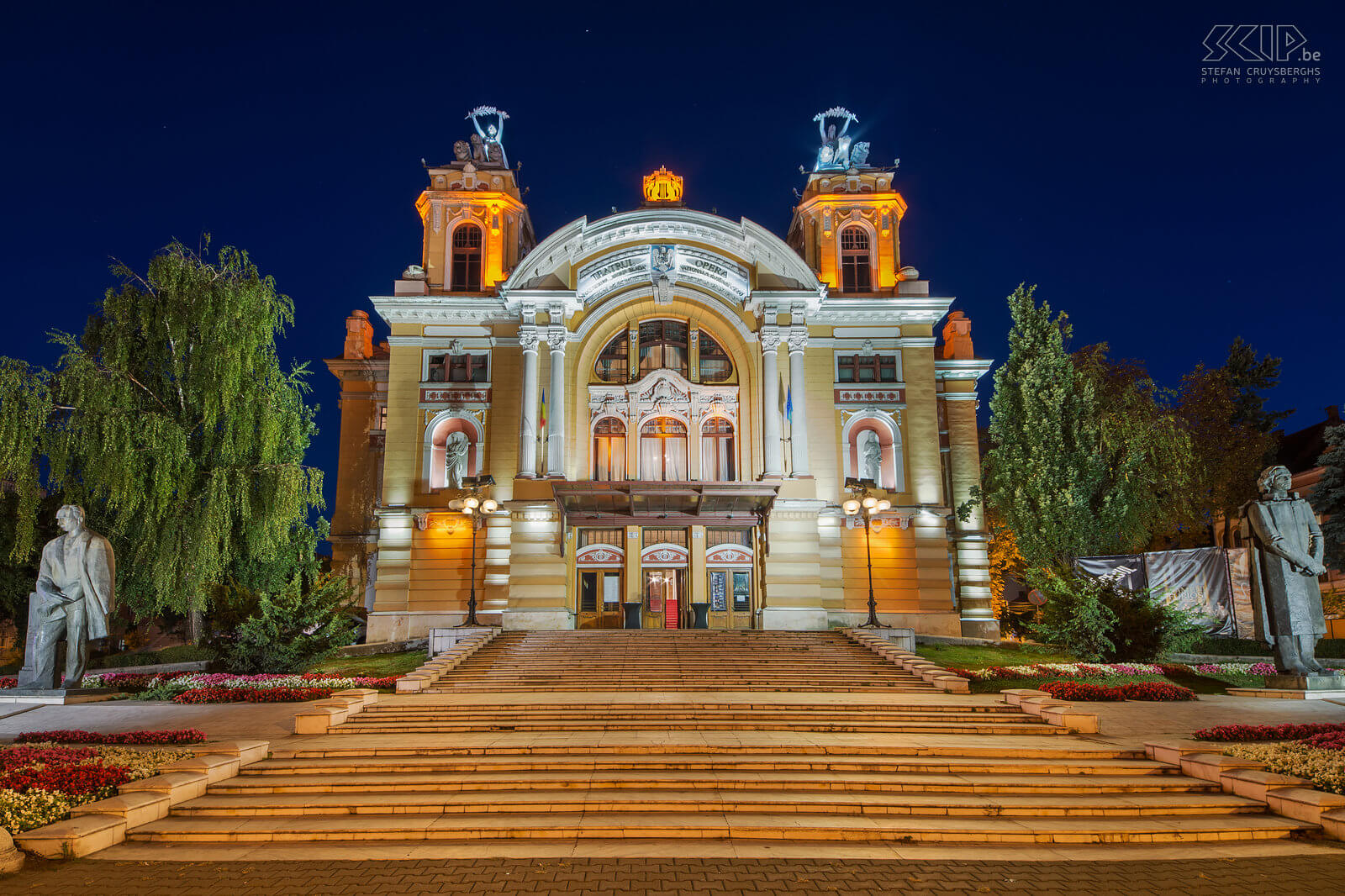 Cluj-Napoca - Lucian Blaga National Theatre and Opera The Lucian Blaga National Theatre and the Romanian Opera building was built between 1904 and 1906.The theatre opened on 8 September 1906 and the first opera performance took place on 25 May 1920 with the Romanian version Giuseppe Verdi's Aida.<br />
 Stefan Cruysberghs